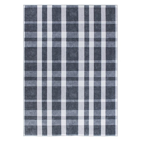 Washable Rugs 3'X5', Cotton Woven Black and White Outdoor Rug