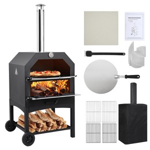 Outdoor Pizza Oven Wood Fired Pizza Oven Portable Patio Ovens Included Pizza Stone - 1 of 4