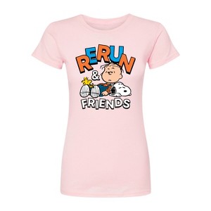 Women's - Peanuts - Rerun And Friends -Juniors Fitted Short Sleeve Graohic T-Shirt Fitted Graphic T-Shirt - 1 of 2