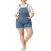 Agnes Orinda Women's Plus Size Adjustable Strap Pocket Roll Hem Denim Overall Jean Shorts - 2 of 4