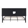 Okak King Size Bed Frame with Linen Fabric Headboard, No Box Spring Needed, Wood Slat Support, Upholstered Platform - 4 of 4