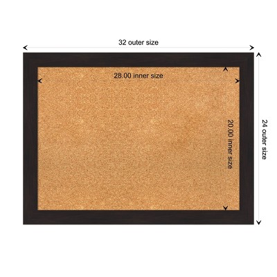 Espresso Framed Natural Cork Bulletin Board 32" x 24"