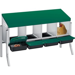 3/ 4 Hole Metal Chicken Nesting Box with Removable Roll-Out Tray Easy Egg Collection & Clean Galvanized Steel Laying Box, for Backyard Coop Orange - 1 of 4