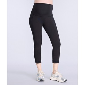 Women's High Waist Over the Belly Active Pocket Crop Legging | Motherhood Maternity - 1 of 4