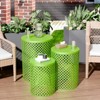 VisioGear Patio End Tables, 3-pcs Patio End Tables, Indoor Outdoor Nesting End Carved Trellis Design Side Table, Green, 12.5"*12.5"*16.5" - 3 of 4