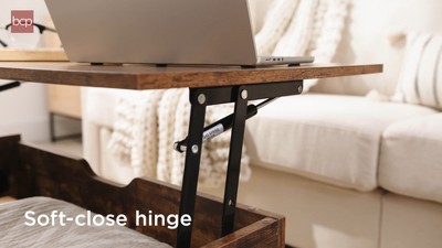 Brown Mid-Century Modern Lift-Top Coffee Table with Storage