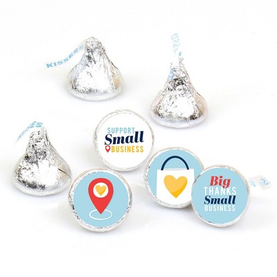 Big Dot of Happiness Support Small Business - Thank You Round Candy Sticker Favors - Labels Fit Hershey’s Kisses (1 sheet of 108)