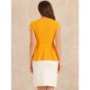 INSPIRE CHIC Women's Elegant Round Neck Cap Sleeve Solid Color Peplum Blouses - 4 of 4