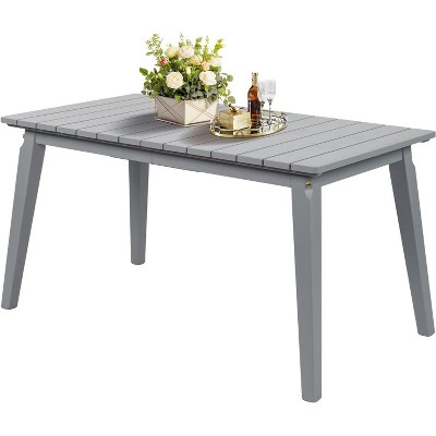 VINGLI Rectangular Outdoor Dining Table 55 Inch Solid Cedar Wood Patio Table for 4-6 People, Waterproof Garden Table for Yard, Deck, Poolside