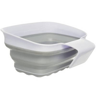 Compact Gray and White Collapsible Silicone Colander Strainer