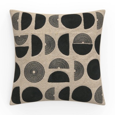 18"x18" Contours Indoor Square Throw Pillow Black - Pillow Perfect: Geometric Design, Polyester, Zippered