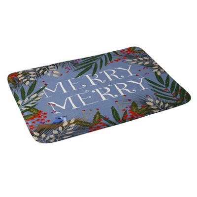 24"x36" Christmas Merry Wreath Bath Mat Purple - Deny Designs