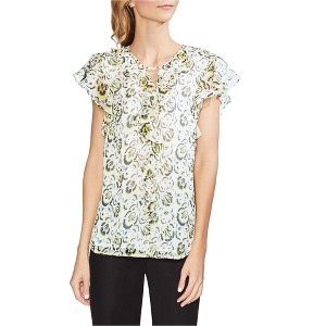 Vince Camuto Womens Flutter Sleeve Floral Pullover Blouse - 1 of 1