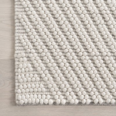 Ivory Geometric Wool 8' x 10' Rectangular Area Rug