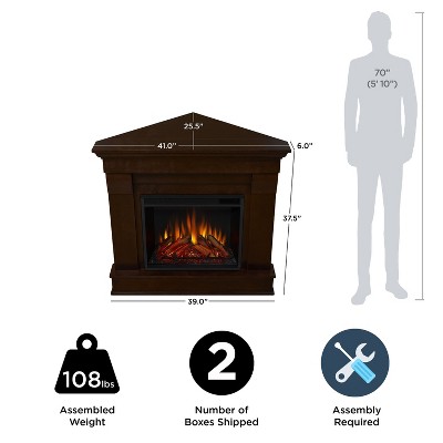 Dark Walnut Free-standing Electric Fireplace with Mantel