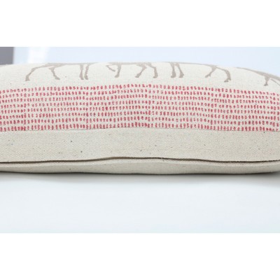 Natural Cotton Woodland Reindeer Lumbar Throw Pillow