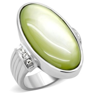 Slickblue Women’s Silver Ring, Oval Apple Green Conch Stone with Clear Accents, Polished Steel, Size 5–10 - 1 of 4