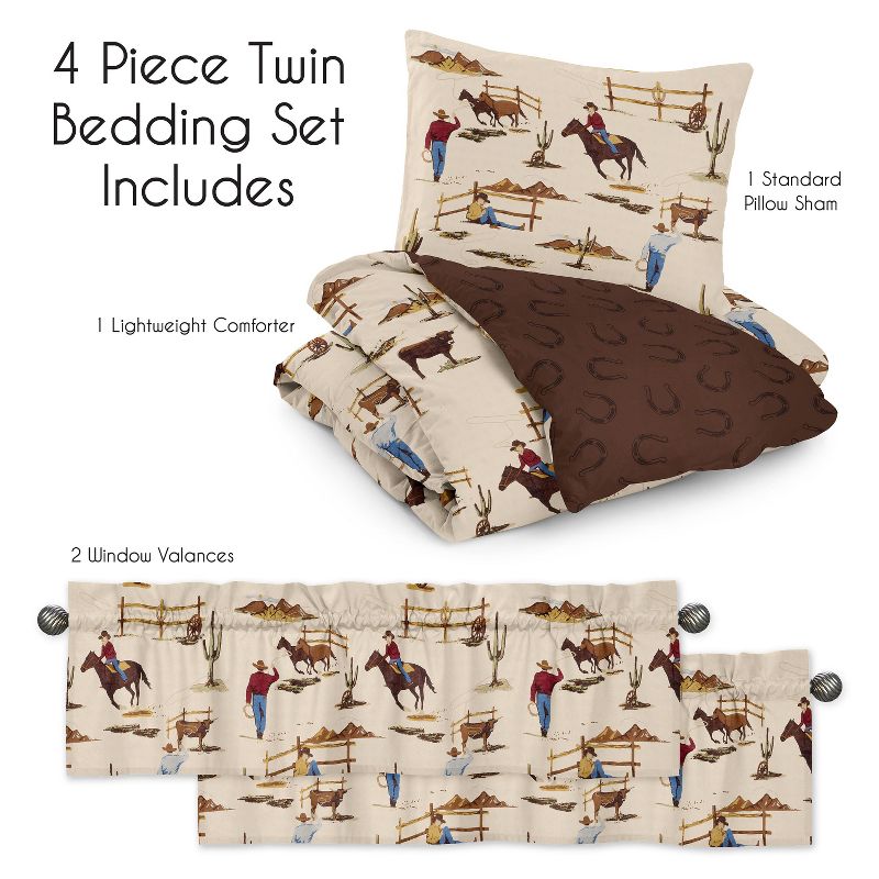 Sweet Jojo Designs Boy Twin Comforter Bedding Set Wild West Cowboy Multicolor 4pc, 5 of 7
