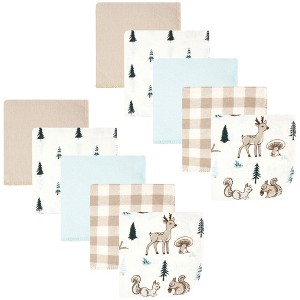 Hudson Baby Infant Boy Flannel Washcloths, Boy Woodland Pals 10Pk, One Size - 1 of 4