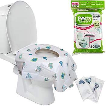 Disposable Toilet Seat Covers for Kids & Adults, 20 Pack - Protect from Public Toilets While Potty Training & More - Extra Large, Waterproof, Portable, Individual Wrapped - Gender Neutral/Unisex