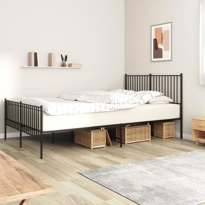 vidaXL Metal Bed Frame with Headboard and Footboard White 76 in.x79.9 in. King