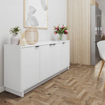 White Modern 60" Wood Sideboard with Storage