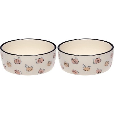 Ceramic Pet Bowl – Cute Cat Dish for Food or Water, Whisker Friendly, Non-Slip, 16oz, Microwave and Dishwasher Safe, Cat Face Design