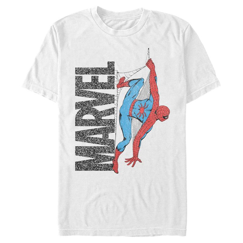 Men's Marvel Spider-Man Fuzzy Logo Web T-Shirt, 1 of 4