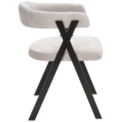 Izzy 33" Gray Chenille Upholstered Arm Chair with Metal Frame