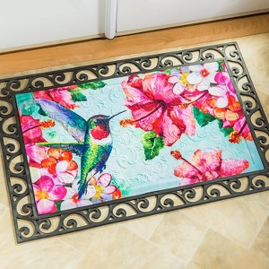 Evergreen Hummingbird and Hibiscus Embossed Floor Mat - 1 of 4