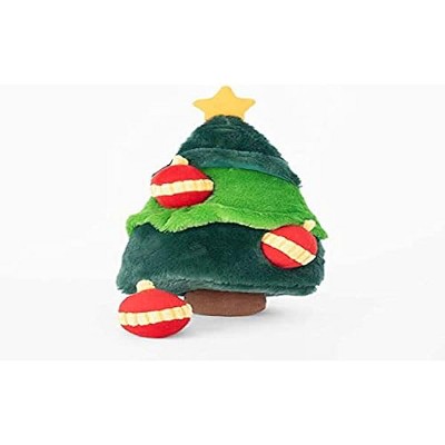 ZippyPaws Burrow Christmas Dog Toy - Plush Squeaky Holiday Dog Gifts, Interactive Hide & Seek Stocking Stuffers for Pets - Christmas Tree & Ornaments