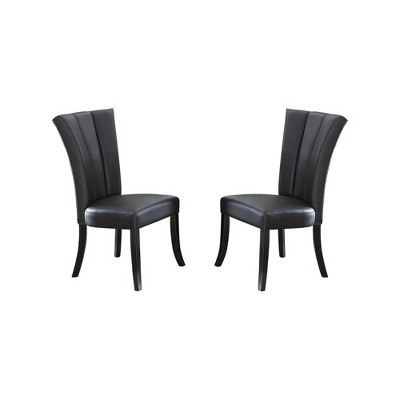 Simple Relax Set of 2 Faux Leather Dining Chairs, Black