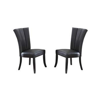 Simple Relax Set of 2 Faux Leather Dining Chairs, Black