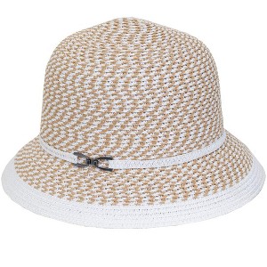 Magid Two Tone Metal Accent Straw Bucket Sun Hat - 1 of 1