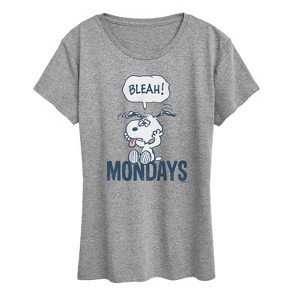 Women's - Peanuts - Bleah Mondays Snoopy -Women's Short Sleeve Graphic T-Shirt Short Sleeve Graphic T-Shirt - 1 of 4