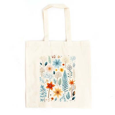 City Creek Prints Winter Floral Canvas Tote Bag - 15x16 - Natural