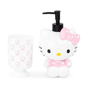 Sanrio Hello Kitty 2 Piece Bathroom Soap Dispenser & Tumbler Set - 1 of 4