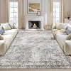 6x9 Blue Vintage Floral Washable Rug, Distressed Low Pile Indoor Carpet, Stain-Resistant Non-Slip Soft Floor Cover for Living Room, Bedroom, Dining - 4 of 4