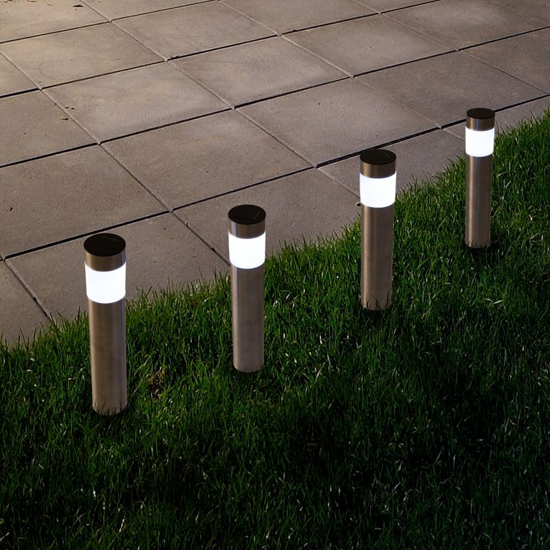 Nature Spring Solar Outdoor LED Lights - Battery-Operated Stainless Steel Pathway Lights for Landscape, Patio, Driveways, and Walkways - Pack of 4, 5 of 6