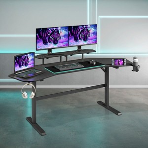Racxily Sport TS911D Gaming Desk with Shelves & Accessory Holder, Black - 1 of 4