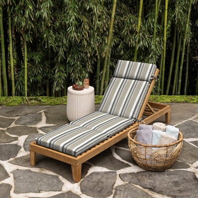 Taupe Grey Boardwalk Stripe Outdoor Chaise Lounge Cushion