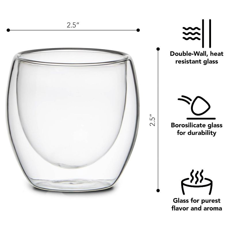 Kaffe 3oz Double-Wall Borosilicate Glass Cups - Set of 2, 2 of 4