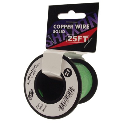 Shaxon 25' Solid Copper 14 AWG Wire On Spool Green SO14-25GN