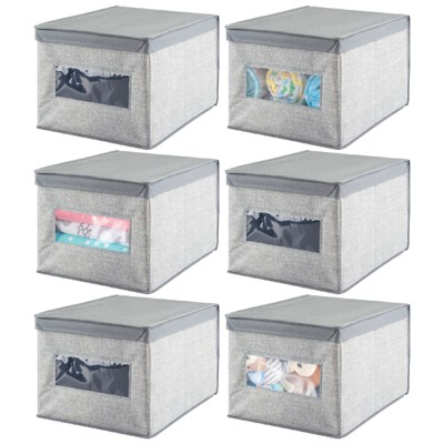 Mdesign Stackable Fabric Closet Storage Organizer Box With Lid, 6 Pack ...