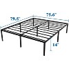 Heavy Duty Metal Platform King Bed Frame 79.5"L x 75.6"W x 14"H 3500lbs Capacity Underbed Storage Easy Assembly Black Finish No Box Spring Required - 4 of 4