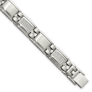 Black Bow Jewelry Men's 13mm Stainless Steel & 3/4 Ctw Diamond Link Bracelet, 8.75 Inch - 1 of 4