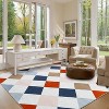 Coucheta Washable Checkered Area Rug, Non-Slip & Stain Resistant, Modern Geometric Plaid Carpet for Bedroom, Living Room, Hallway, Dining & Nursery - 3 of 4