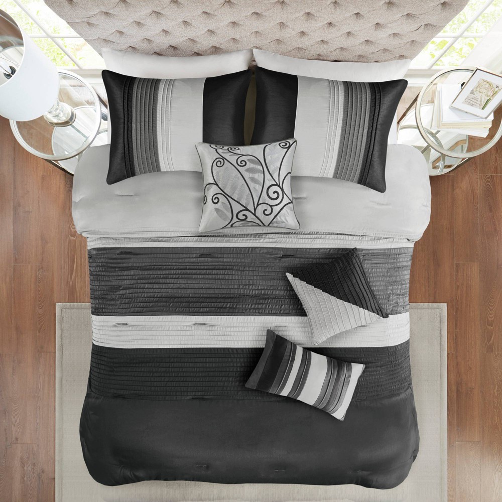 UPC 675716382650 product image for Madison Park 7pc King Salem Comforter Set Black/White | upcitemdb.com
