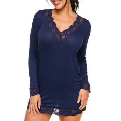 Adore Me Women's Hasina Sleepshirt Sleepwear M / Medieval Blue.