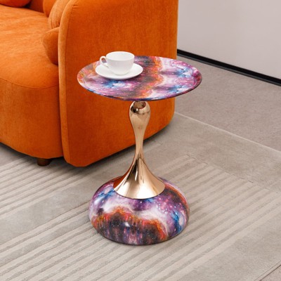 MAYEERTY Mermaid Tail End Table Modern Metal Round Side Table, Minimalist Table for Small Spaces, Living Room